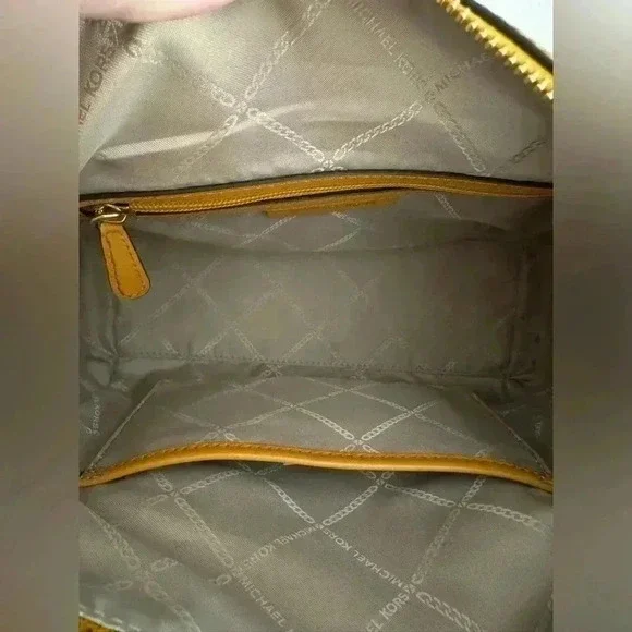 Michael Kors Carine Carmel Small Studded Pebbled Leather Satchel - Picture 6 of 11